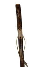 Dark wood walking stick with Cross carving