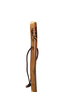 Dog carved at top of walking stick 
