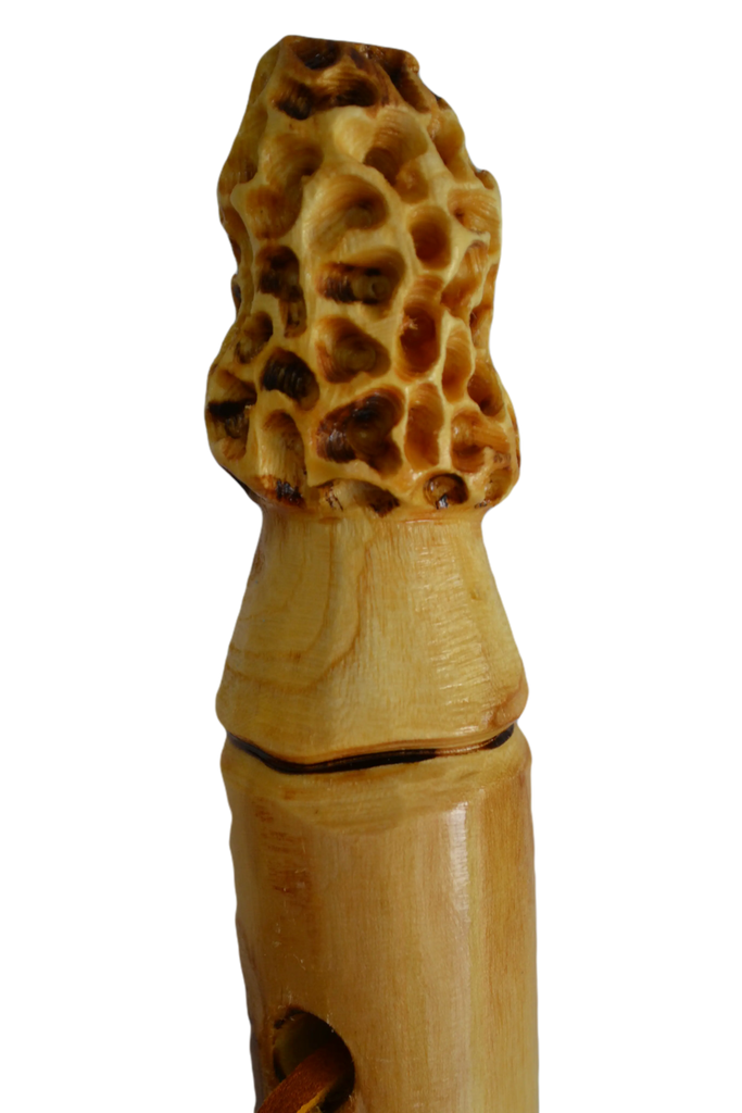 Morel Mushroom Walking Stick, Functional Art, Hand Carved Mushroom Hunting, Hiking Stick 60