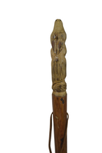 Hardwood Walking stick with Wolf carving