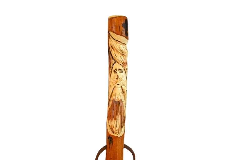 Wood Spirit Walking Stick, Hardwood Hiking Staff with Woodspirit Carvi –  Creation Carvings