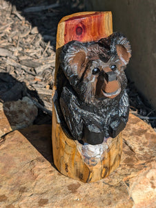 Chainsaw Carving on a Rock of a bear