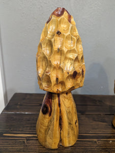 Chainsaw Carving of Morel Mushroom, Cedar Log Morel Mushroom carving, Made in USA Creation Carvings