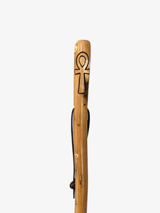 Hardwood Ankh Cross carved on Walking stick 