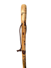 Hand-carved walkiing stick with Compass and quote,  "Not all who wader are lost."