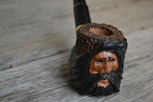 Pipe, Tobacco Pipe, Italian Briar Hand Carved, Wood Spirit Pipe, Face Carving, Artists Pipe, Rusticated