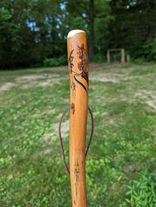 Dog carving on Hicking staff