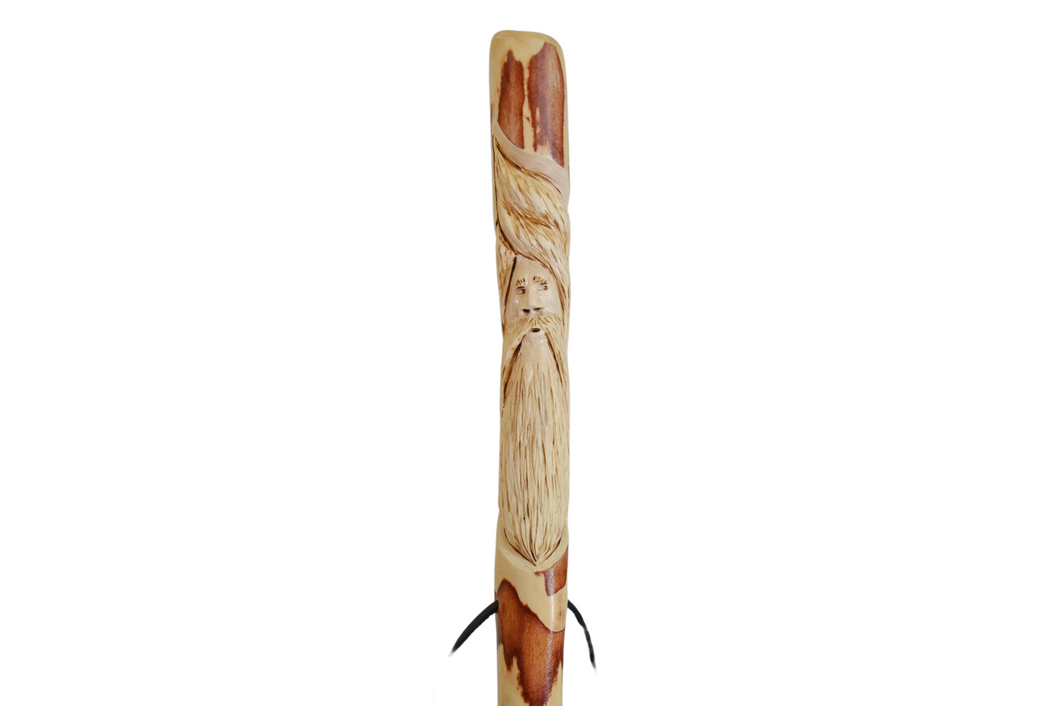 Hand Carved Walking Stick, Wood Spirit, Dogwood Hiking Stick, 60