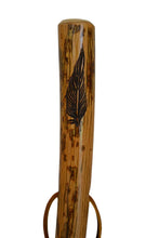 Wood Walking stick with Feather carving 