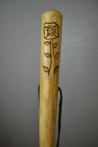 Flower and Vine carving on Walking stick 