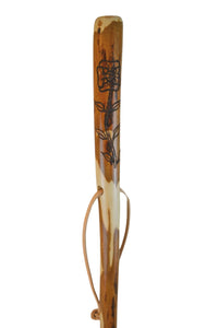 Flower and Vine carving on walking stick 