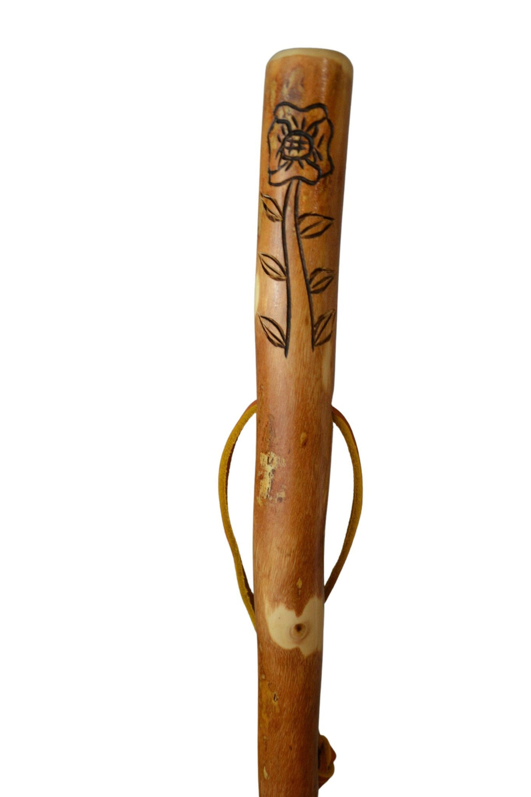 Flower and Vine carved youth walking stick