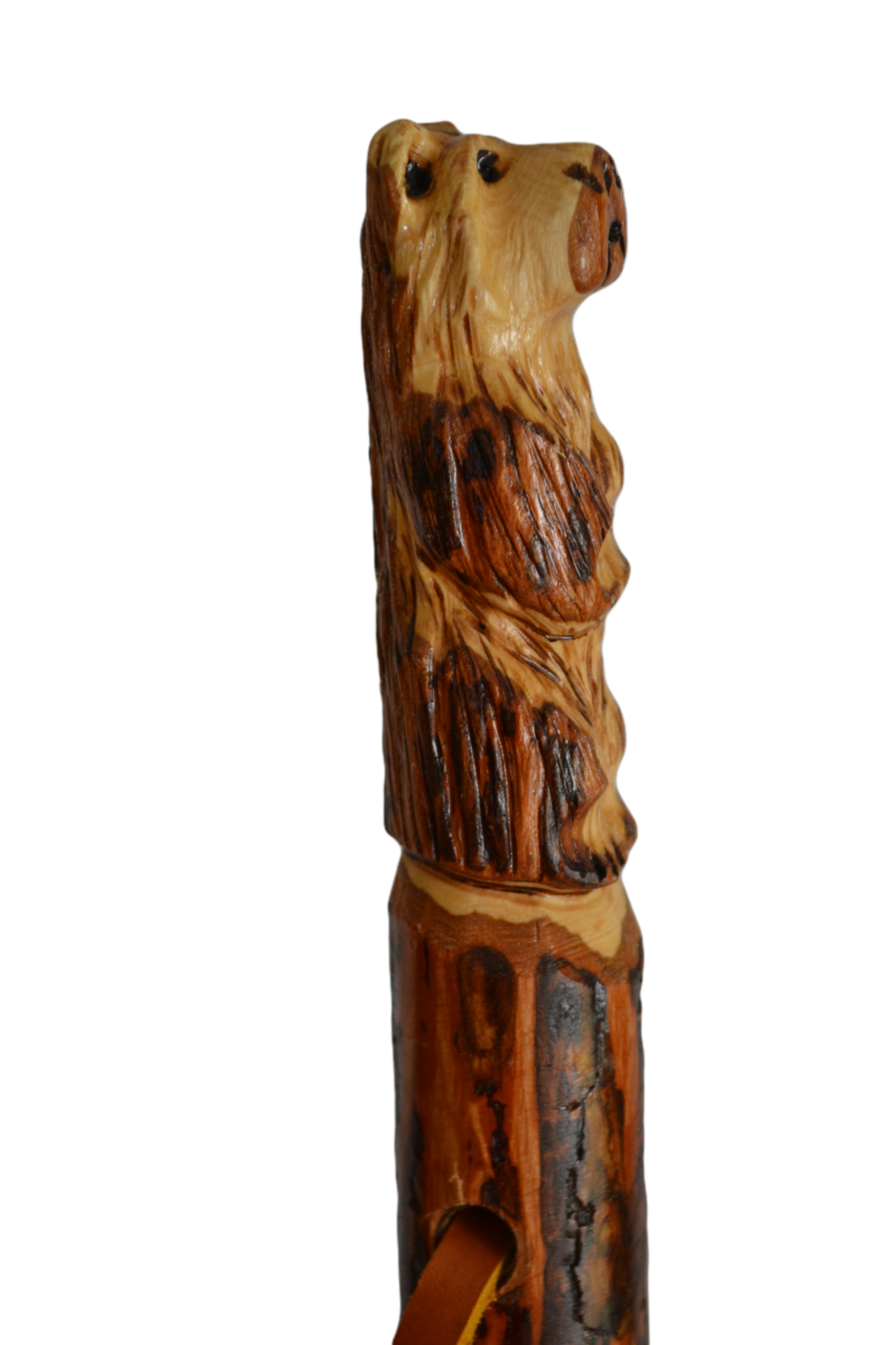 Walking Stick Hickory Bear Carving Wood walking stick Hiking cane Walking support Balance and stability Pain relief Endurance Mobility Fashionable accessory Durable wood Customized height Trail walking Outdoor enthusiast Natural finish Handcrafted Rustic charm Sustainable wood Eco-friendly Artisan made