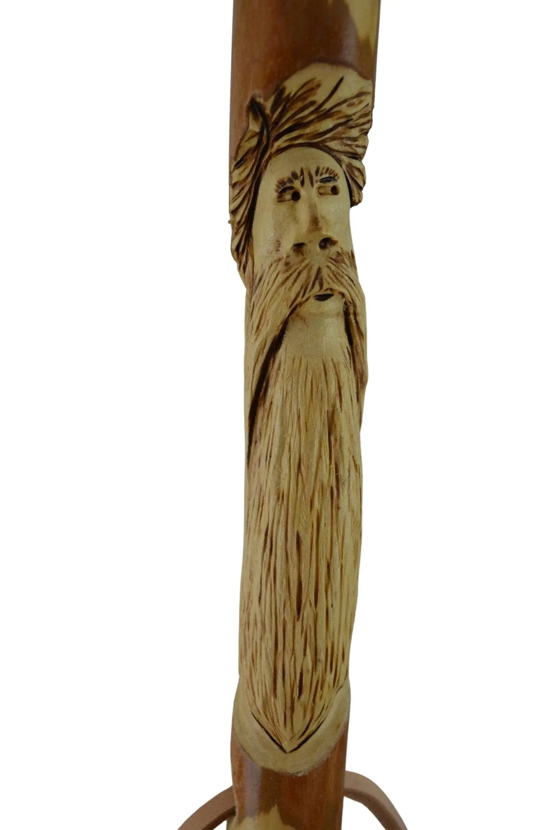 thumbnail image 2 of Handmade Wooden Hiking Staff – Dark Wood, Rubber Tip – Made In The Ozarks, USA 2 of 3
