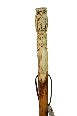 Owl on Wood Spirit walking stick 