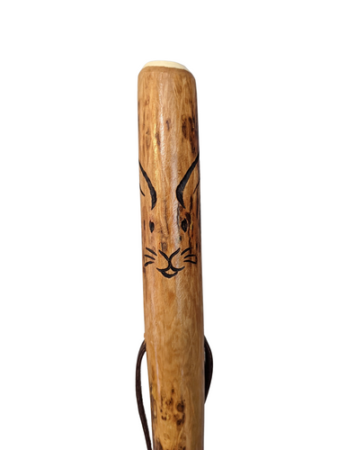 Rabbit carved on  walking stick 