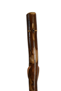 Cross Carving on Dark Walking Stick