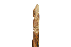 Wolf or Coyote carving on walking stick 