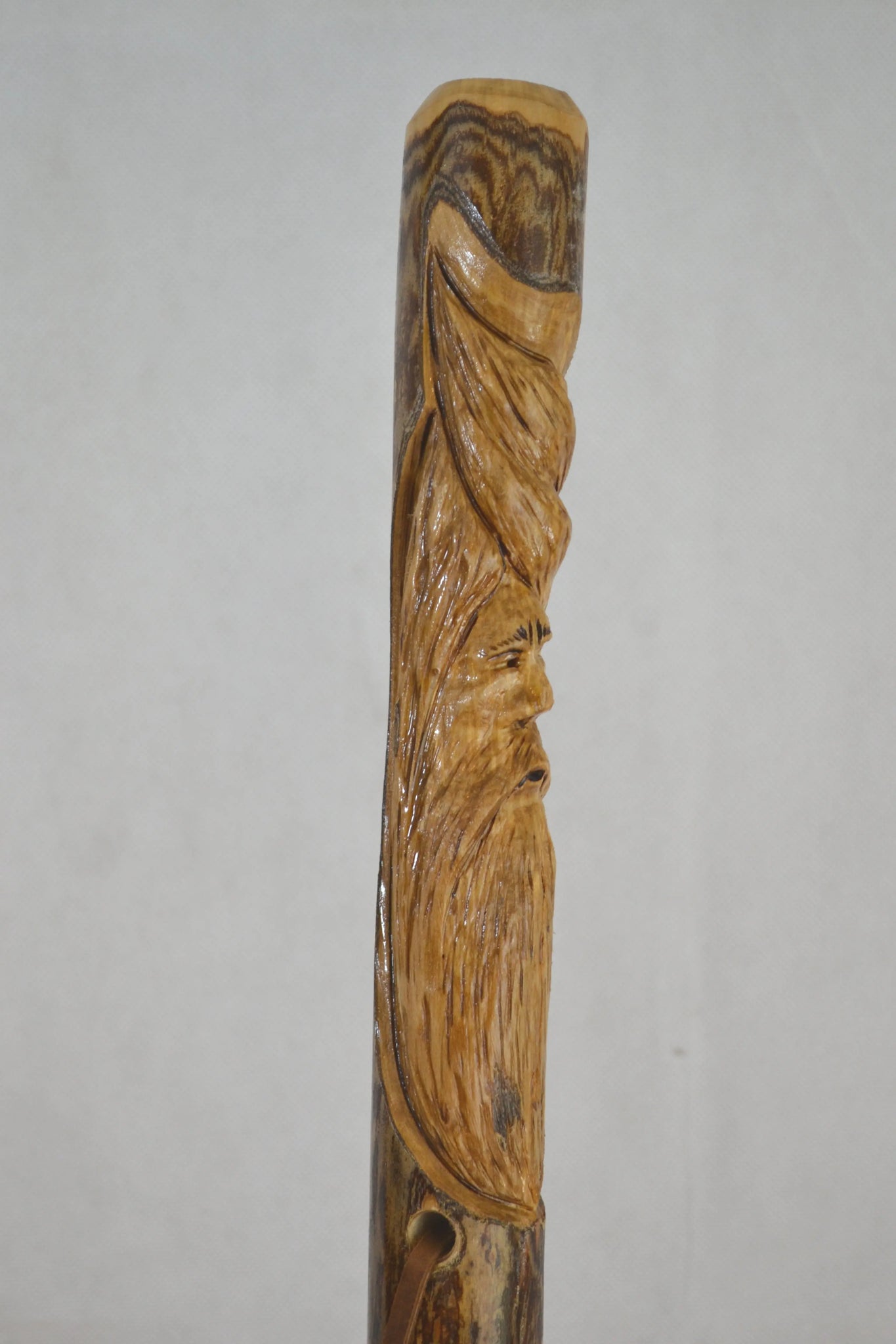 Wood Spirit Carving in Walking Stick, Made in the USA - Creation Wood Spirit Carving in Walking Stick, Made in the USA - Creation