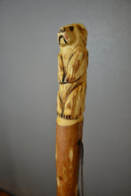 Walking stick with bear carving