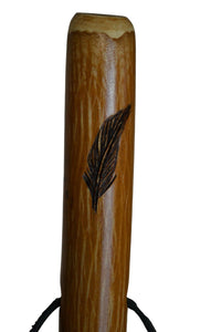 Feather Carving on Walking stick 
