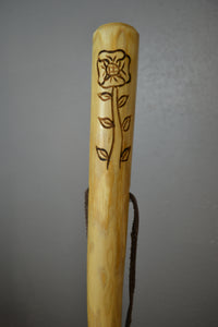 Flower and Vine carving on Walking stick 