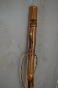 Hand-carved Mountain Scene on walking stick 