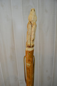 Howling Wolf carving on Walking stick