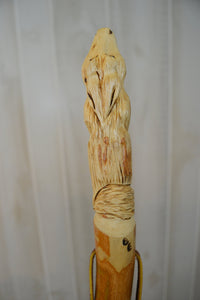 Wolf Carving on Hicking Stick