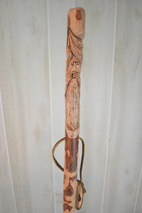 Dogwood Wood Spirit carved face walking stick 