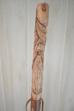 Wood Spirit carved face on walking stick 