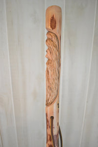 Wood Spirit carved face on walking stick 